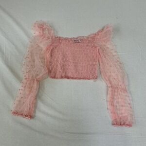 Adorable pink smocked crop top